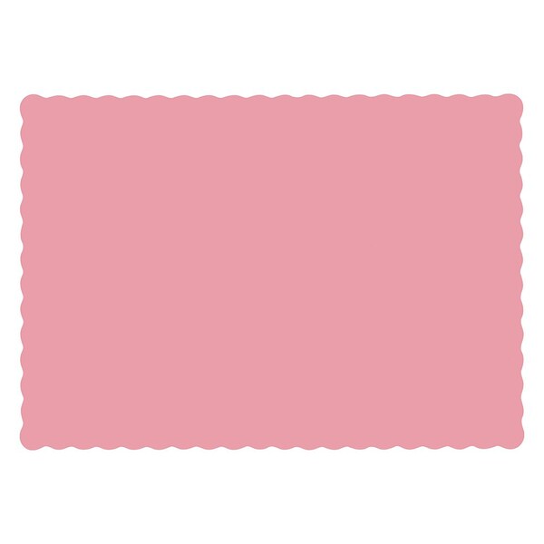 Hoffmaster 10" x 14" Scalloped Dusty Rose Pink Paper Placemats, PK1000 310525 - main